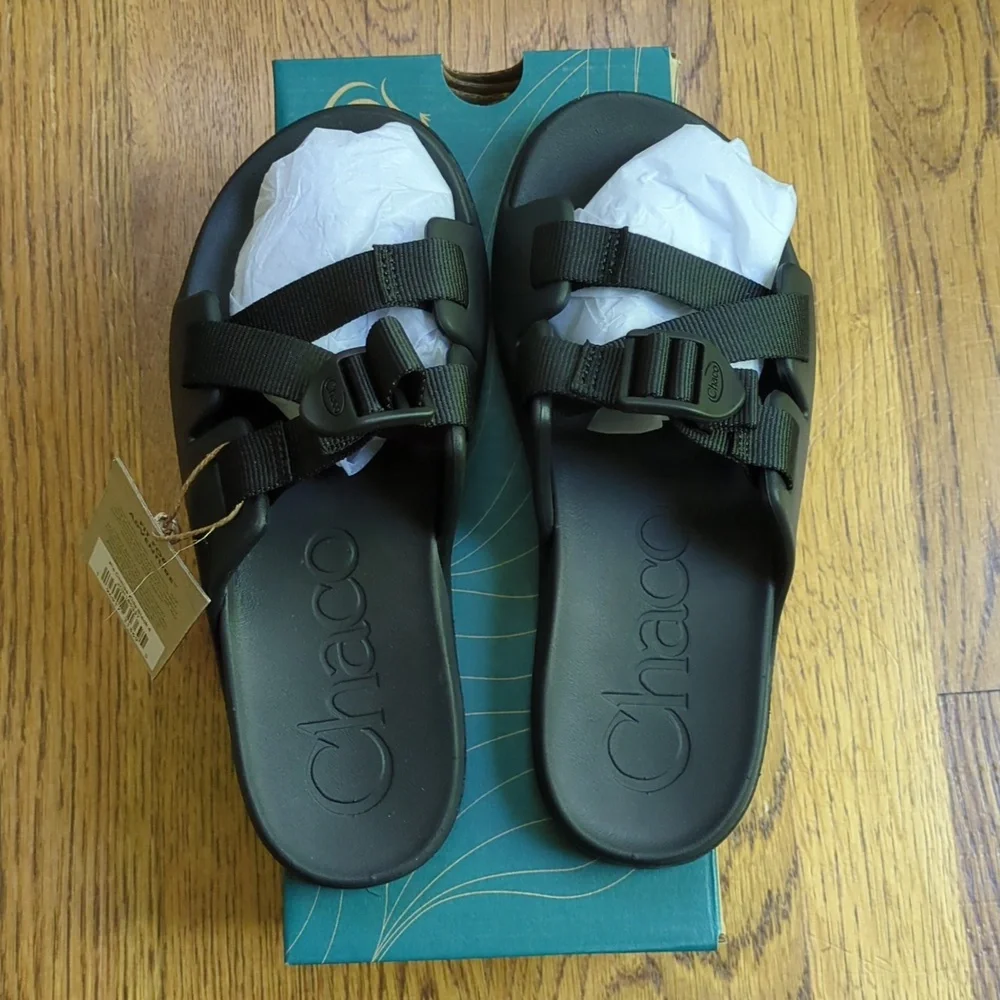 NIB Chaco Chillos Slide Sandals Black Adjustable Strap Sandal Kid's Size 4